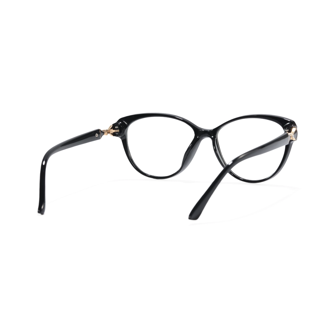 Back view of Delyth cat eye tr90 eyeglasses CR0302509 in black